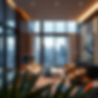 Modern Apartment Floor Plan with Downtown Views Stylish floor plan showcasing a modern apartment with downtown views