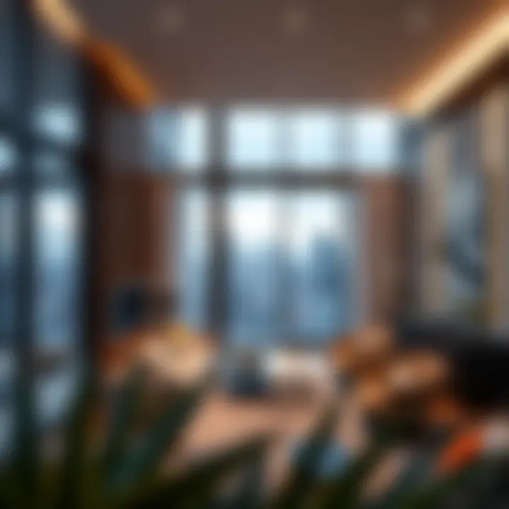 Modern Apartment Floor Plan with Downtown Views Stylish floor plan showcasing a modern apartment with downtown views