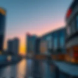 Stunning view of Dubai Marina Mall's exterior at sunset