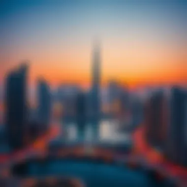 Business Bay Skyline Stunning skyline view of Business Bay at sunset