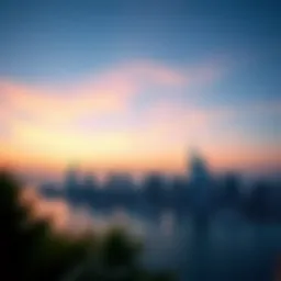 Stunning skyline view of Palm Jumeirah at sunset