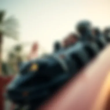 Thrilling Roller Coaster Ride in Dubai A thrilling roller coaster ride at a Dubai amusement park, capturing the essence of adventure
