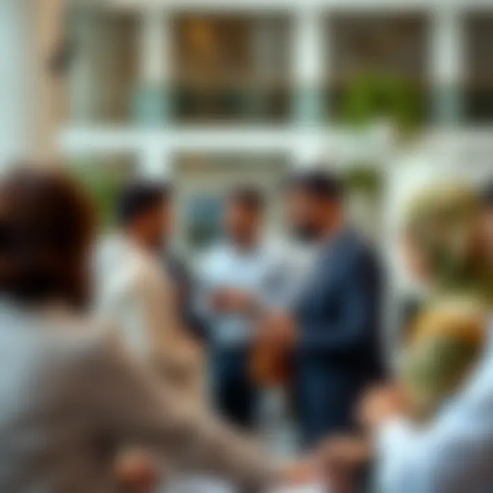 Group of diverse individuals discussing real estate options