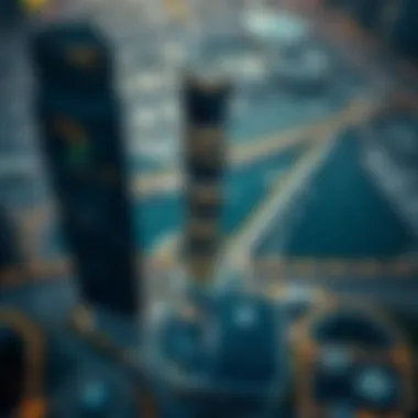 Aerial view of Business Bay highlighting Fifty One Tower's location