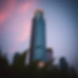 Stunning view of Fifty One Tower at sunset