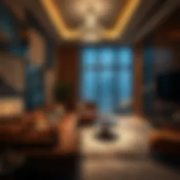 Luxurious living room interior in a five-star apartment with modern design