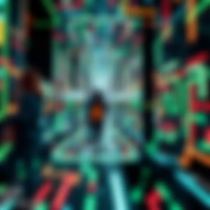 Exploring the Glitch Maze Experience Visitors enjoying a uniquely designed maze with glitch motifs