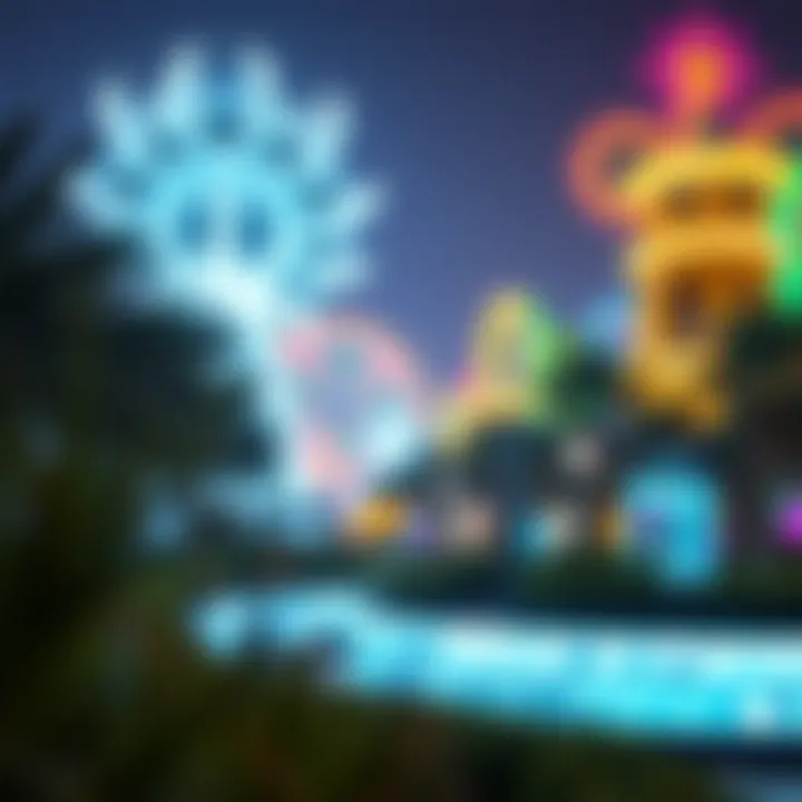 Digital Illumination at Night A nighttime view of the park illuminated with digital displays