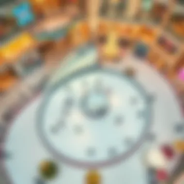 Aerial view of the ice skating rink at Dubai Mall surrounded by vibrant mall features