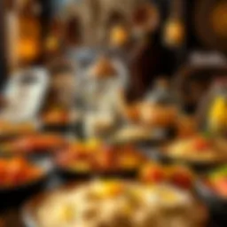 A vibrant spread of traditional Emirati dishes including Al Harees and Machboos, showcasing the rich flavors of the UAE.