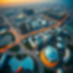 Aerial view of International City showcasing its unique layout