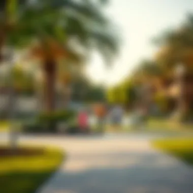 Vibrant community park in Jumeirah Village Circle with families enjoying leisure activities