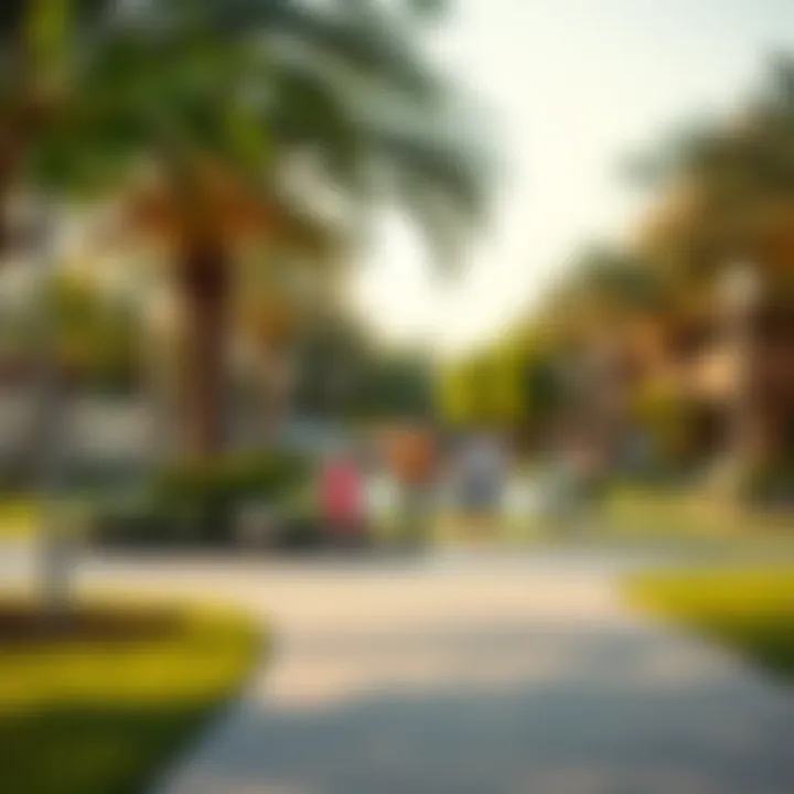 Vibrant community park in Jumeirah Village Circle with families enjoying leisure activities