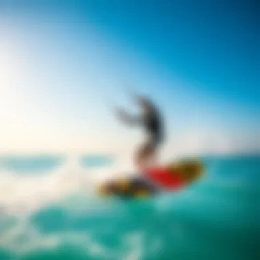 Exciting Kite Surfing at Kite Beach Thrilling kite surfing action against the turquoise waters of Dubai