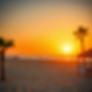 Serene Sunset Over Dubai's Ladies Beach A serene sunset casting golden hues over the beach