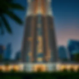 Captivating view of Lake Terrace Tower showcasing its unique architectural features