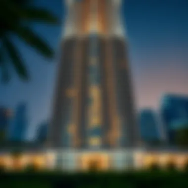 Architectural Marvel of Lake Terrace Tower Captivating view of Lake Terrace Tower showcasing its unique architectural features