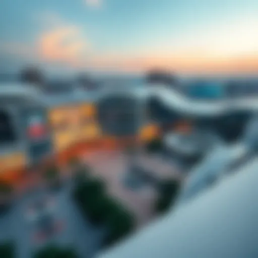 Aerial view of Marina Mall Carrefour showcasing its modern architecture.
