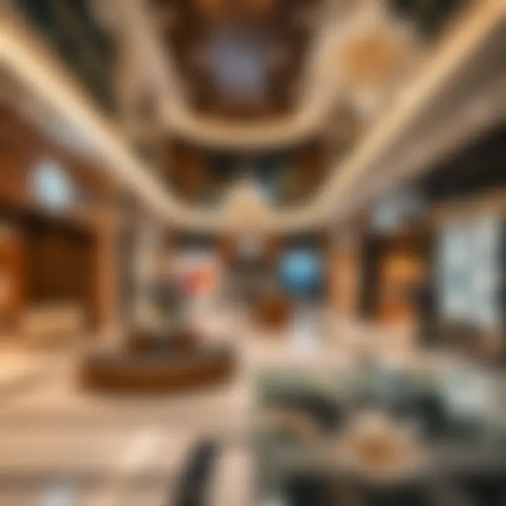 Luxurious interior of Marina Mall Carrefour highlighting designer boutiques.