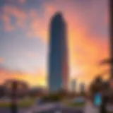 Stunning view of Moosa Tower at sunset