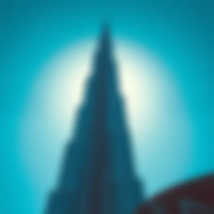 The iconic Burj Khalifa standing tall against a clear blue sky