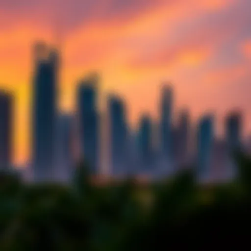 The stunning skyline of Dubai at sunset showcasing modern architecture