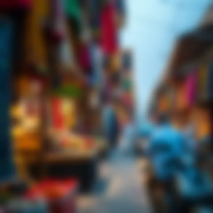 A traditional market in Dubai filled with vibrant textiles and spices