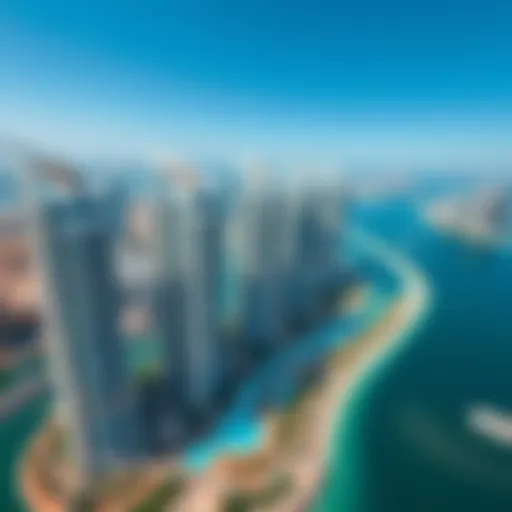 Aerial view of Palm Towers showcasing their unique architectural design