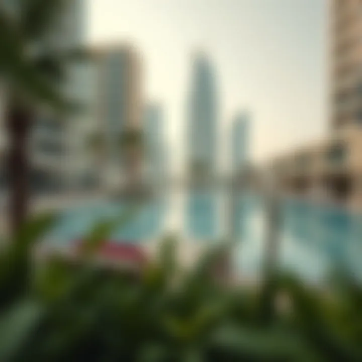 Amenities available at Palm Towers, including pools and recreational spaces