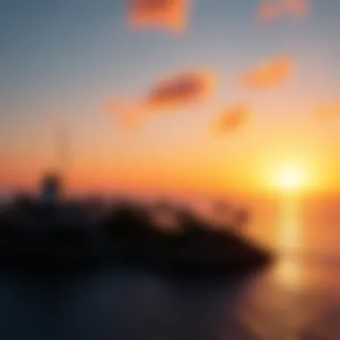 Sunset Over a Private Island Tranquil sunset over a private island, showcasing its serene beauty