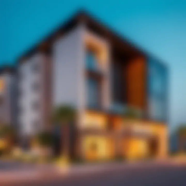 Contemporary Architecture in Dubai World City Modern apartment exterior in Dubai World City