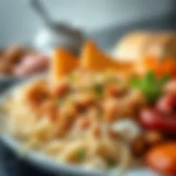 A beautifully arranged plate of Kabsa, a traditional Saudi dish