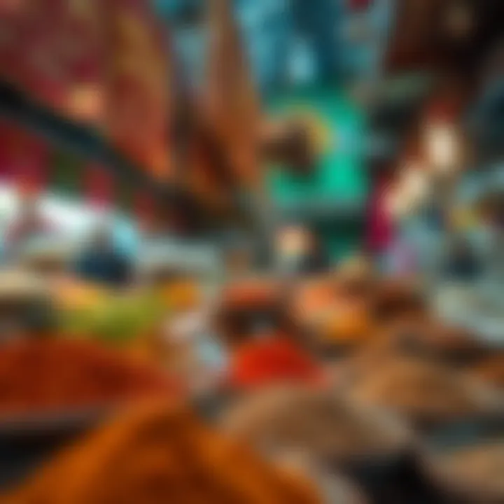 The Spices of Saudi Arabia: A Rich Palette A vibrant market scene featuring Saudi spices and ingredients