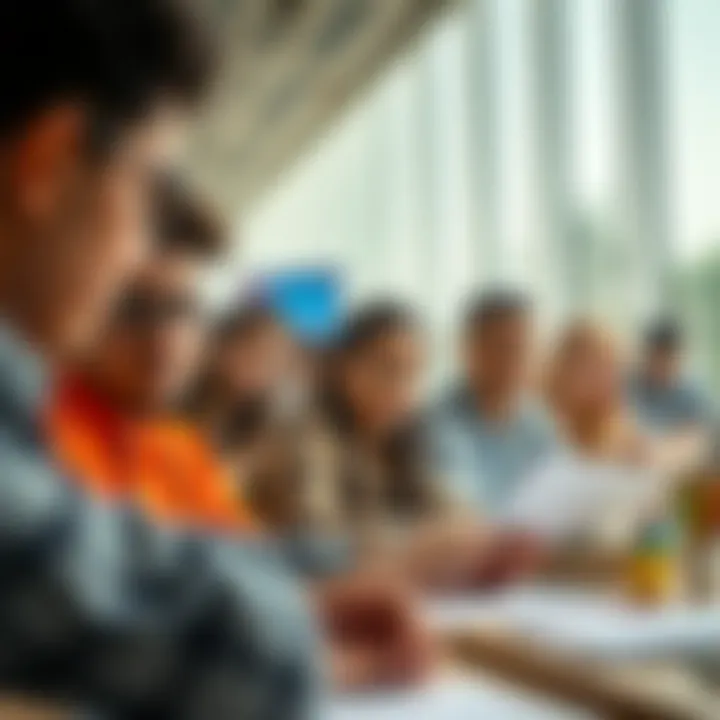A panoramic view of a diverse group of students engaged in collaborative projects