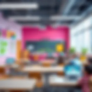 A vibrant classroom scene showcasing modern educational tools and interactive learning methods
