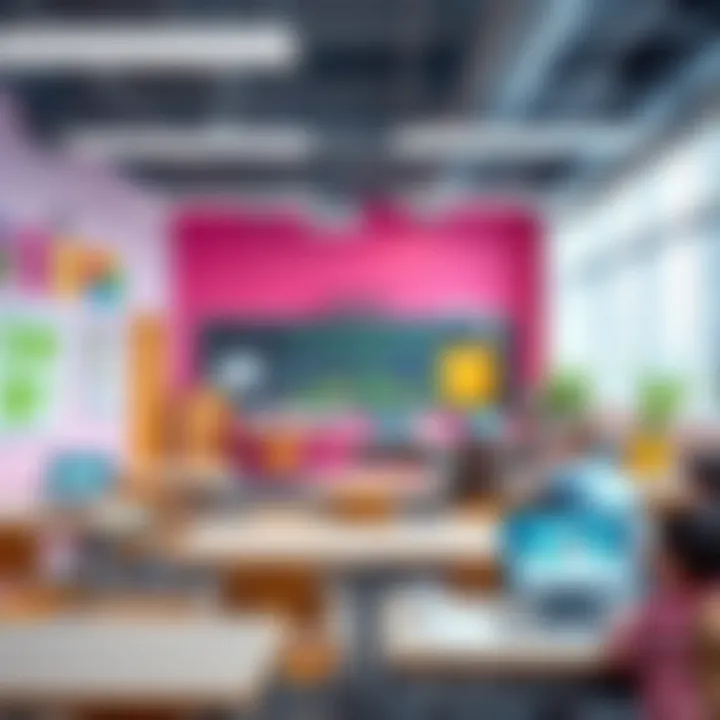 A vibrant classroom scene showcasing modern educational tools and interactive learning methods