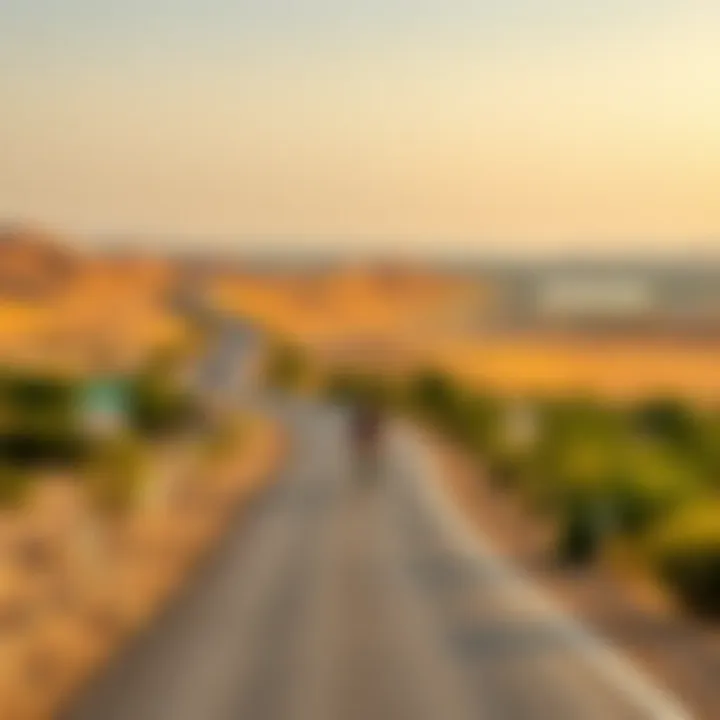 Scenic View of Al Qudra Cycle Track Scenic view of Al Qudra Cycle Track showcasing the desert landscape