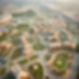 Aerial view of the Arjan Master Plan showcasing its layout and green spaces