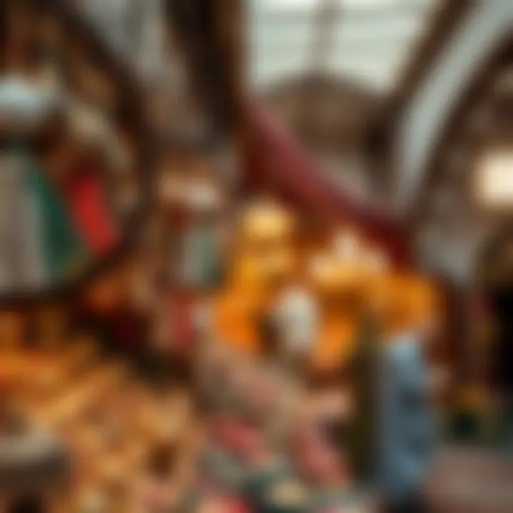 Cultural Richness: Traditional Crafts of Dubai Vibrant cultural market displaying traditional Arabian crafts