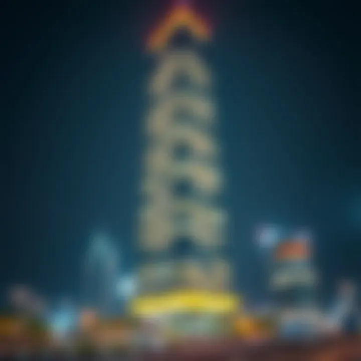 Nighttime Illumination of Binary Tower The Binary Tower lit up at night, highlighting its architectural brilliance