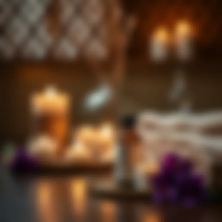 Aromatherapy Essentials for the Senses Close-up of aromatic oils and candles