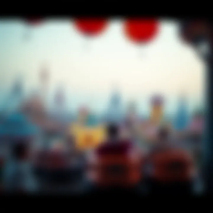 An exciting scene at a popular theme park, filled with thrilling rides and attractions.