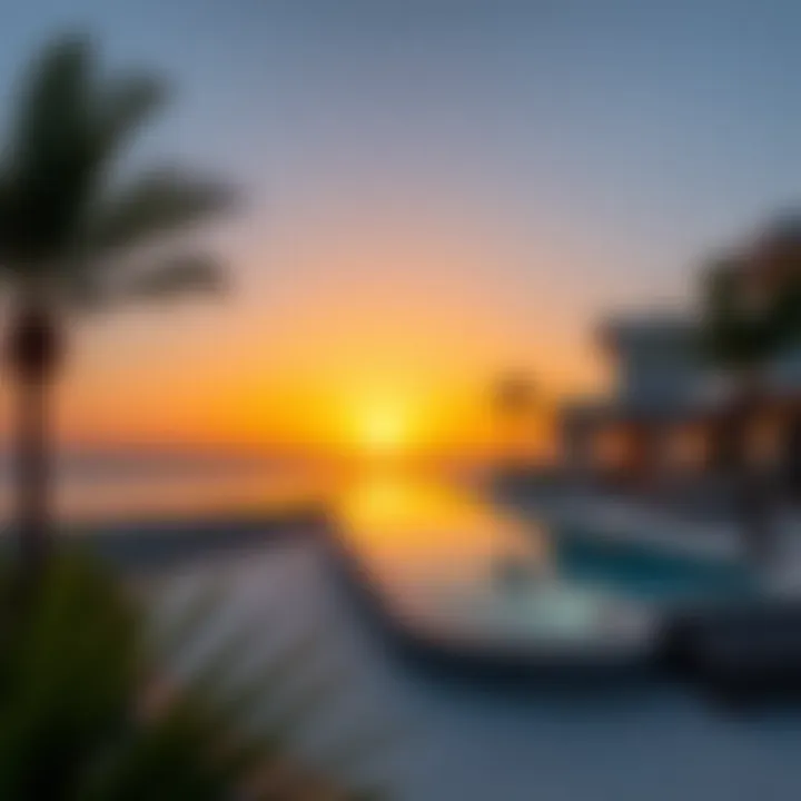 Luxurious beachfront property with stunning sunset