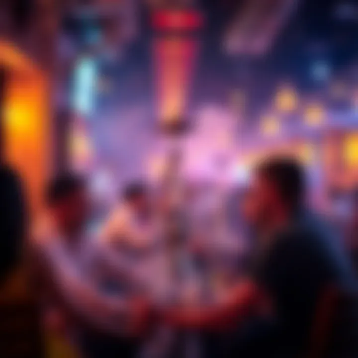 Social Dynamics Over Shisha Social gathering in a vibrant shisha setting