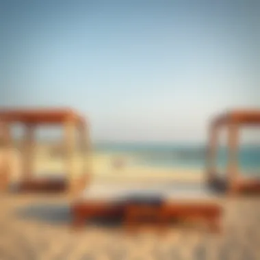 Luxurious Beachfront Amenities at Umm Suqeim Luxurious beachfront amenities and cabanas providing shade