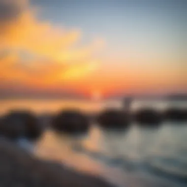 Tranquil Sunset at Umm Suqeim Beach Sunset view over Umm Suqeim Beach showcasing tranquil waters