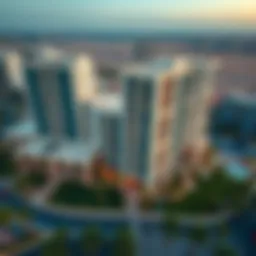 Aerial view of Warsan Star Residence showcasing its modern architecture