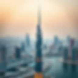 Panoramic view of Warsan Tower against the Dubai skyline