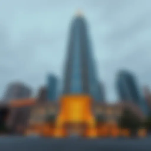 A striking view of Farah Tower showcasing its unique architectural features