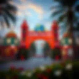 Colorful entrance to Global Village